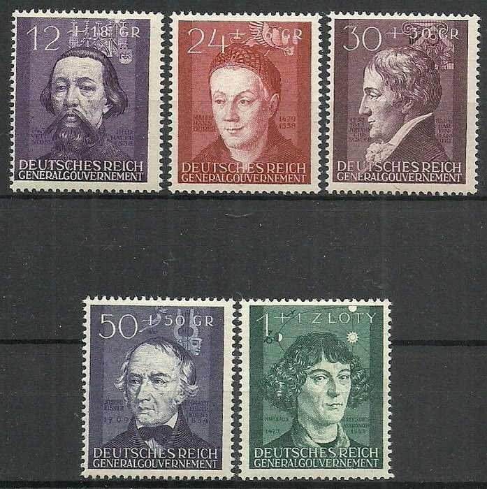 Znaczek Generalna Gubernia / GG 1942 Mi 96-100 Fi 96-100 Czyste **