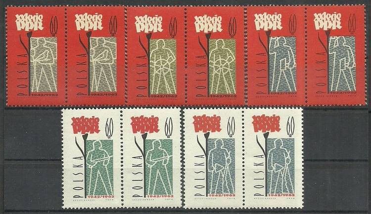 Znaczek Polska 1962 Mi 1289-1293 Fi 1144-1148 Czyste **