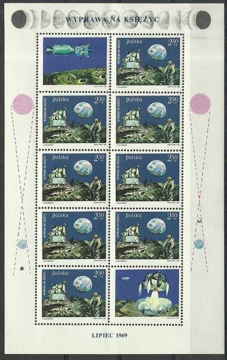 Znaczek Polska 1969 Mi ark 1940-B1 Fi ark 1793-B1 Czyste **
