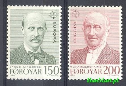 Znaczek Wyspy Owcze 1980 Mi 53-54 Czyste **