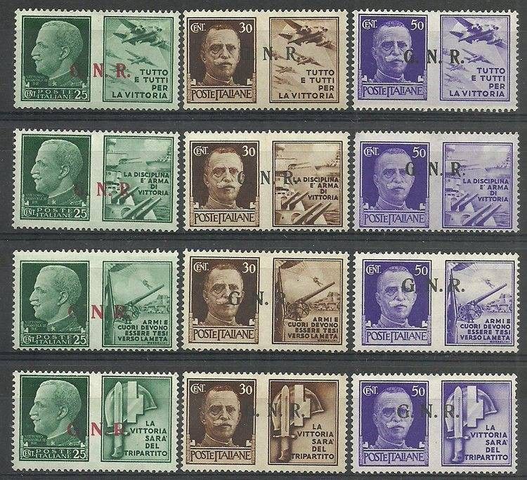 Znaczek Włochy 1942 Mi G.N.R. 21-32 Czyste **
