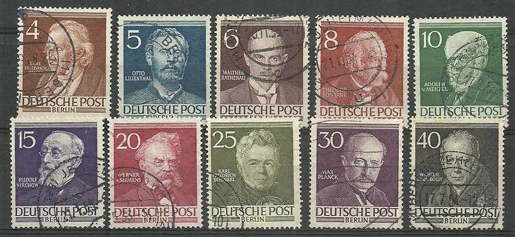 Znaczek Berlin Niemcy 1952 Mi 90-100 Stemplowane