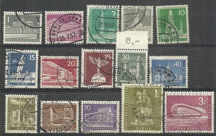 Znaczek Berlin Niemcy 1956 Mi 140-154 Stemplowane