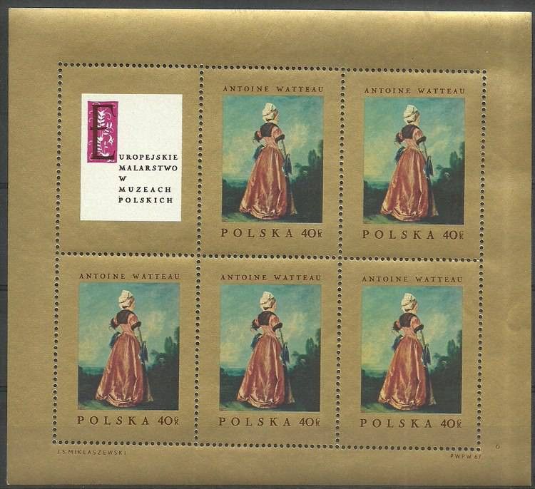 Znaczek Polska 1967 Mi ark 1809 Fi ark 1662 B1 Czyste **