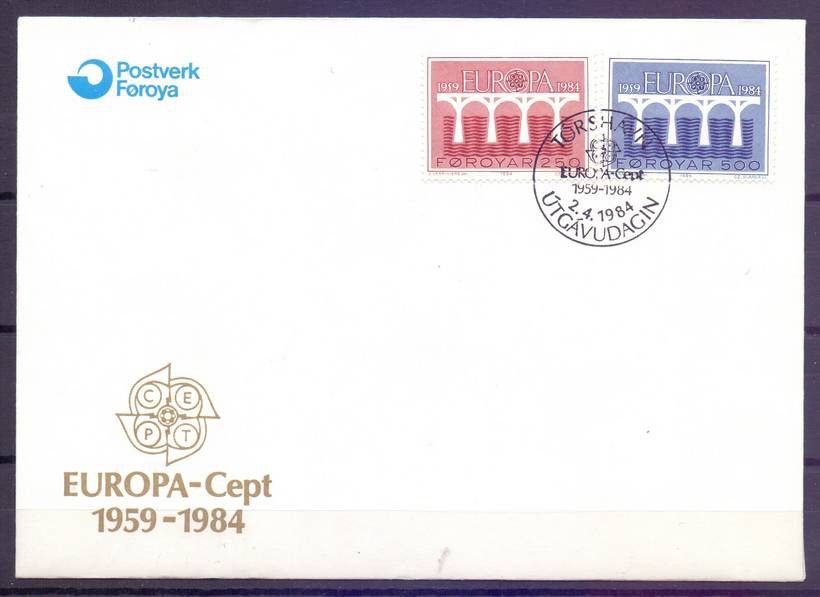 Znaczek Wyspy Owcze 1984 Mi 97-98 FDC