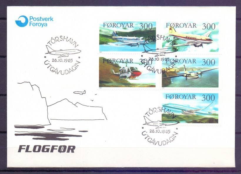 Znaczek Wyspy Owcze 1985 Mi 125-129 FDC