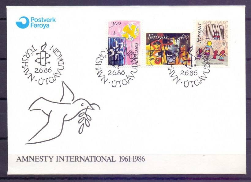 Znaczek Wyspy Owcze 1986 Mi 136-138 FDC