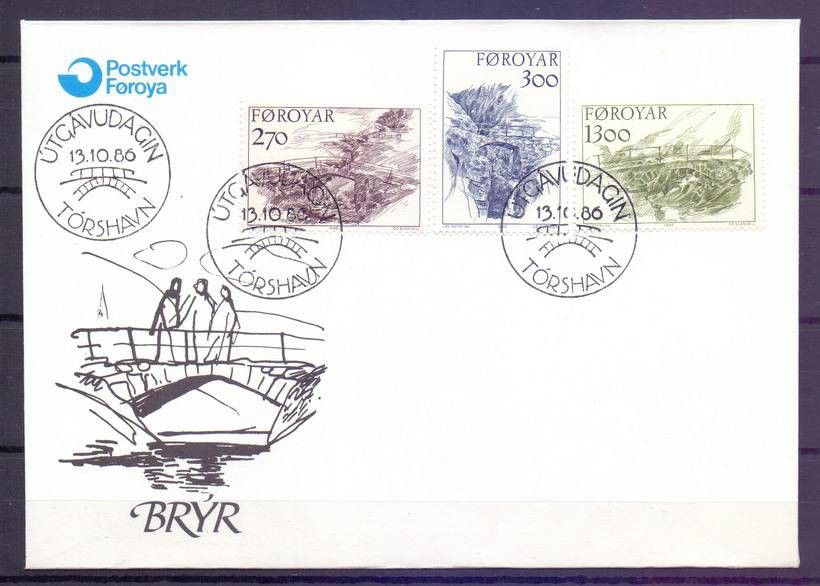 Znaczek Wyspy Owcze 1986 Mi 142-144 FDC