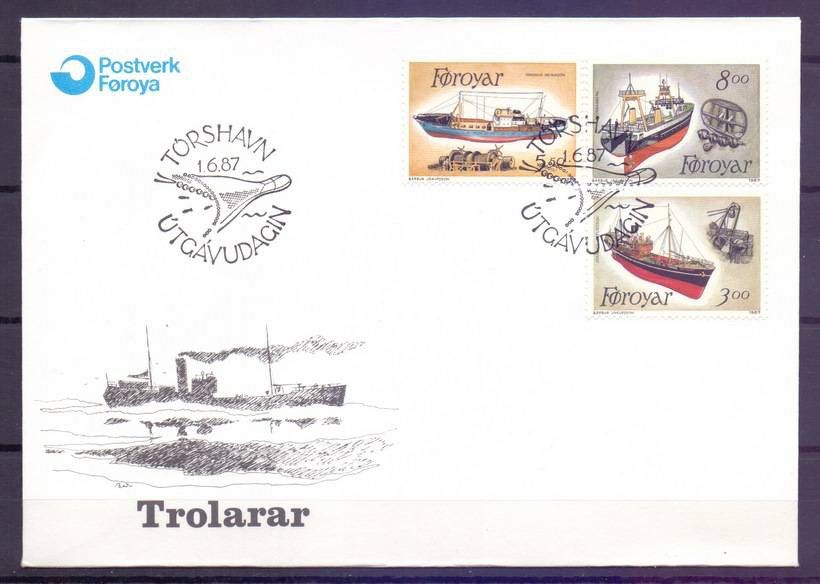 Znaczek Wyspy Owcze 1987 Mi 151-153 FDC