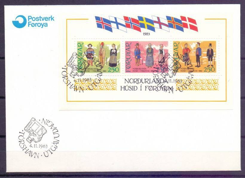 Znaczek Wyspy Owcze 1983 Mi bl 1 FDC