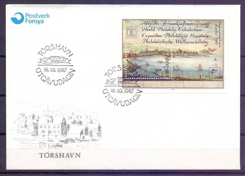 Znaczek Wyspy Owcze 1987 Mi bl 3 FDC