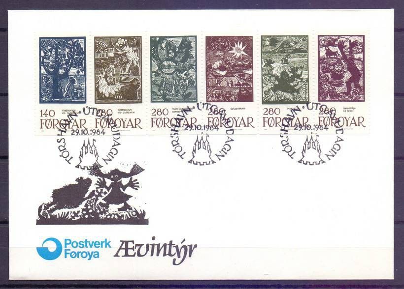 Znaczek Wyspy Owcze 1984 Mi h-blatt 106-111 FDC