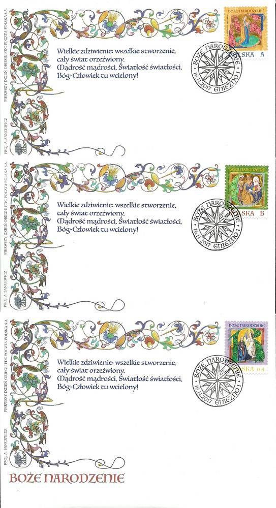 Znaczek Polska 2017 Mi 4957-4959 Fi 4807-4809 FDC