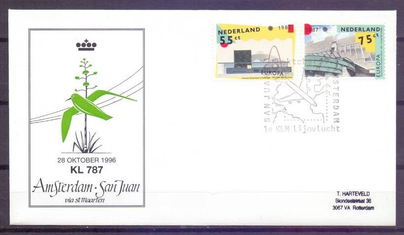 Znaczek Holandia 1987 Mi 1318-1319 FDC