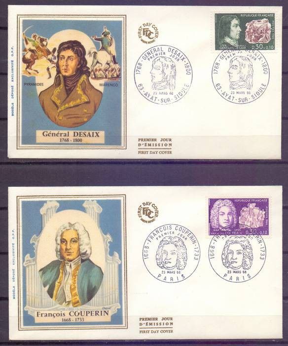 Znaczek Francja 1968 Mi 1617-1618 FDC