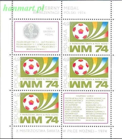 Znaczek Polska 1974 Mi bl 60 Fi bl 94 Czyste **