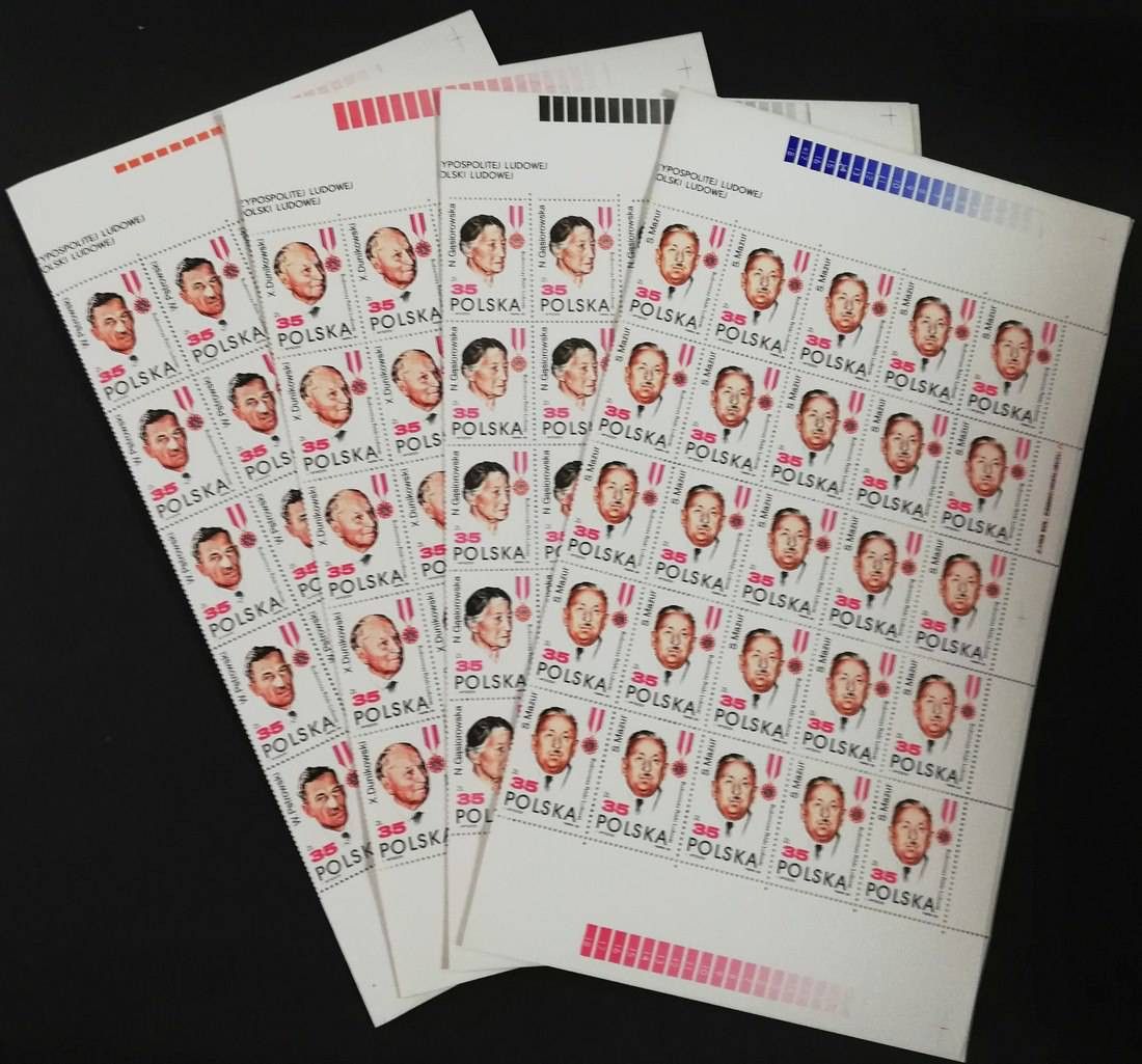 Znaczek Polska 1989 Mi ark 3207-3210 zgięte Fi ark 3058-3061 bent Czyste **