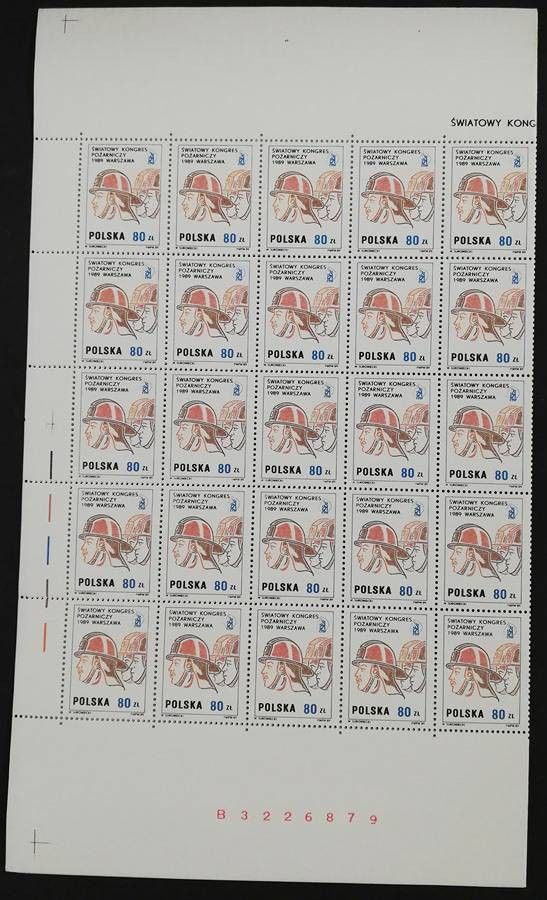 Znaczek Polska 1989 Mi ark 3212 zgięte Fi ark 3064 bent Czyste **