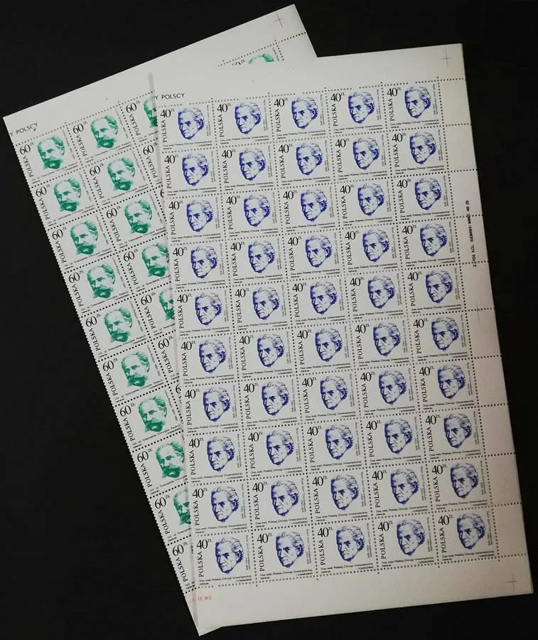 Znaczek Polska 1989 Mi ark 3221-3222 zgięte Fi ark 3073-3074 bent Czyste **