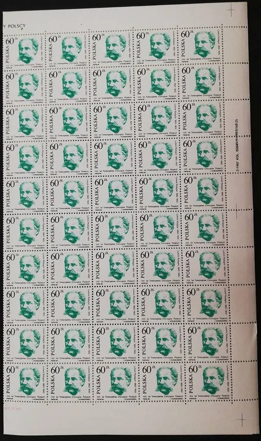 Znaczek Polska 1989 Mi ark 3221-3222 zgięte Fi ark 3073-3074 bent Czyste **
