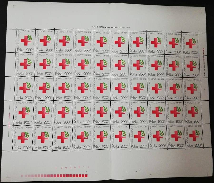 Znaczek Polska 1989 Mi ark 3230 zgięte Fi ark 3082 bent Czyste **