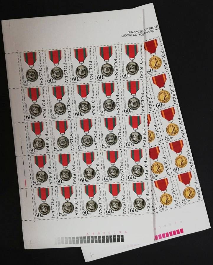 Znaczek Polska 1989 Mi ark 3225-3226 zgięte Fi ark 3077-3078 bent Czyste **