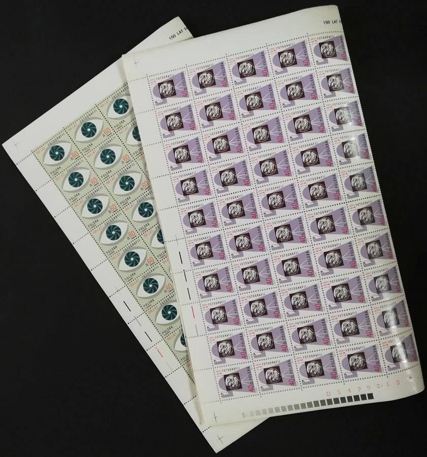 Znaczek Polska 1989 Mi ark 3232-3233 zgięte Fi ark 3084-3085 bent Czyste **