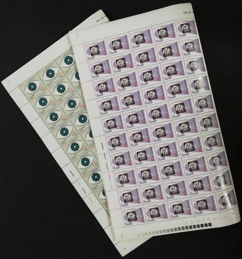 Znaczek Polska 1989 Mi ark 3232-3233 zgięte Fi ark 3084-3085 bent Czyste **