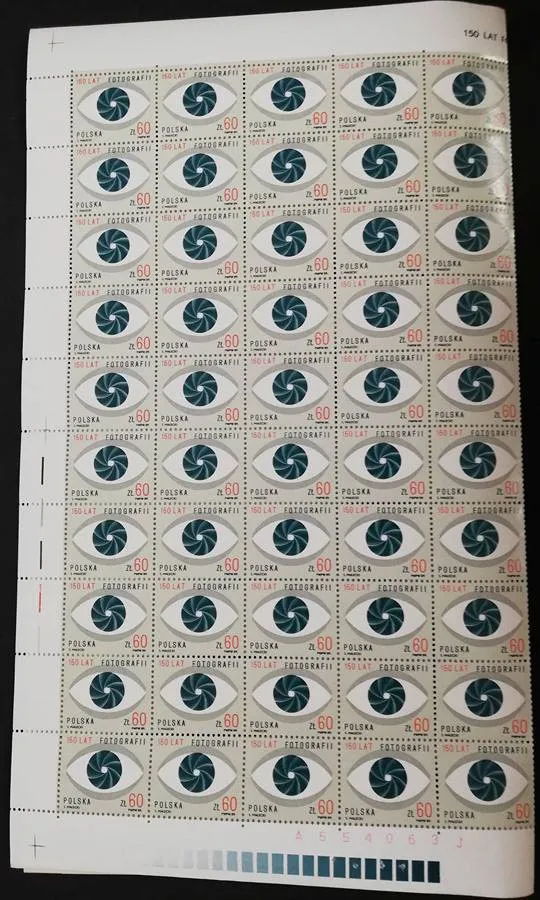 Znaczek Polska 1989 Mi ark 3232-3233 zgięte Fi ark 3084-3085 bent Czyste **