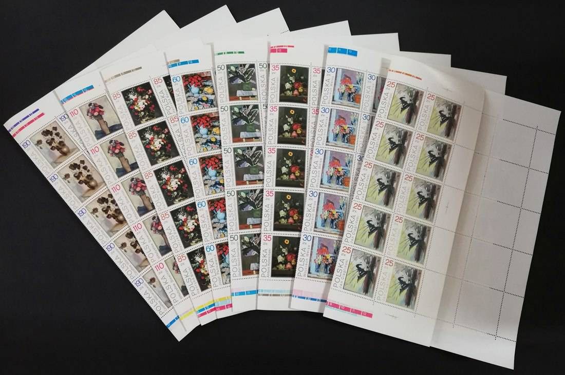 Znaczek Polska 1989 Mi ark 3237-3244 zgięte Fi ark 3089-3096 bent Czyste **