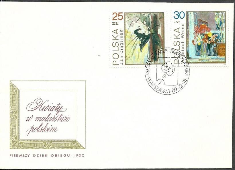 Znaczek Polska 1989 Mi 3237-3238 Fi 3089-3090 FDC