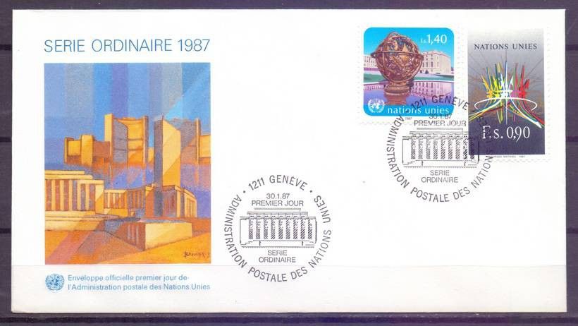 Znaczek Narody Zjednoczone Genewa 1987 Mi 152-153 FDC