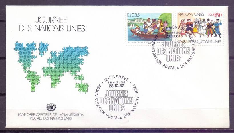 Znaczek Narody Zjednoczone Genewa 1987 Mi 158-159 FDC