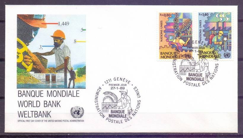 Znaczek Narody Zjednoczone Genewa 1989 Mi 173-174 FDC