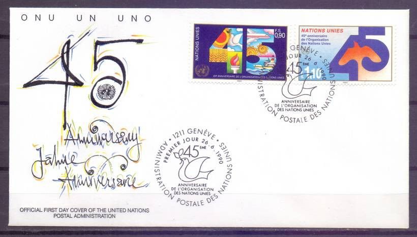Znaczek Narody Zjednoczone Genewa 1990 Mi 188-189 FDC