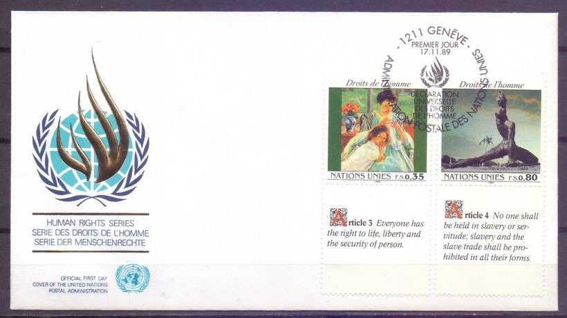 Znaczek Narody Zjednoczone Genewa 1989 Mi 180-181 FDC