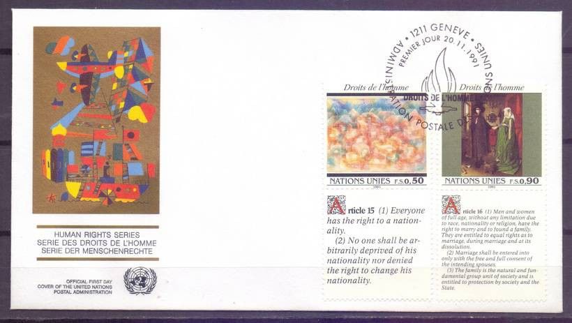Znaczek Narody Zjednoczone Genewa 1991 Mi 208-209 FDC