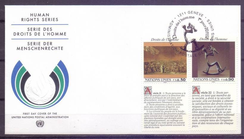 Znaczek Narody Zjednoczone Genewa 1992 Mi 223-224 FDC
