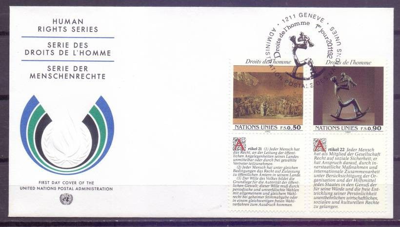 Znaczek Narody Zjednoczone Genewa 1992 Mi 223-224 FDC