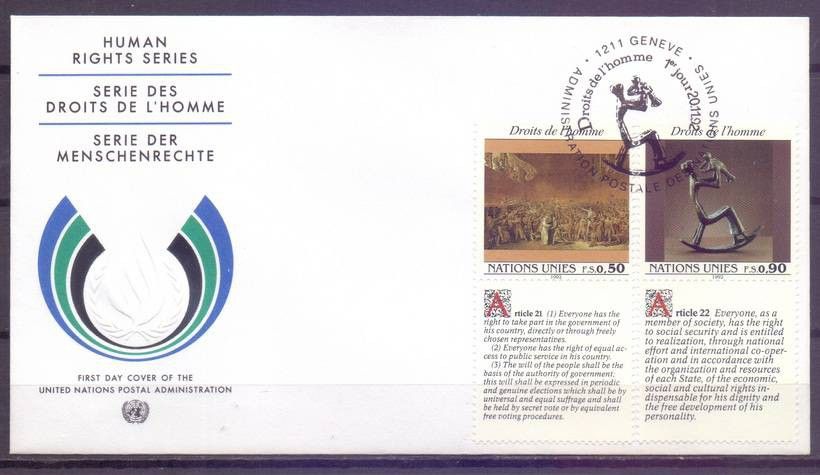 Znaczek Narody Zjednoczone Genewa 1992 Mi 223-224 FDC