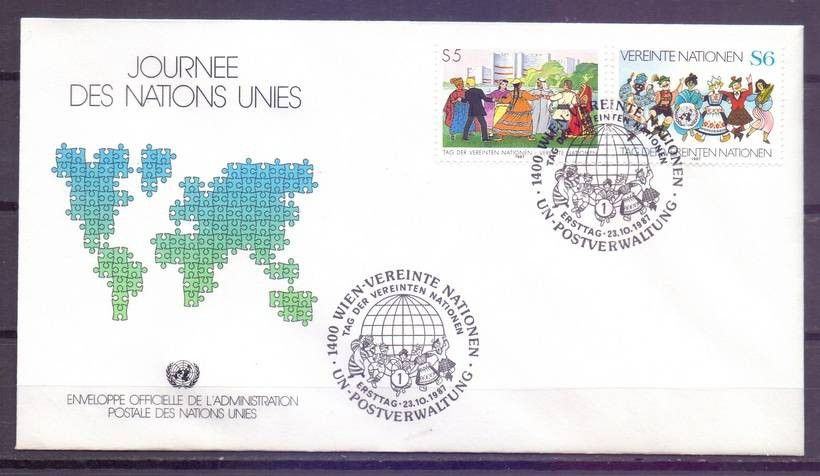 Znaczek Narody Zjednoczone Wiedeń 1987 Mi 75-76 FDC