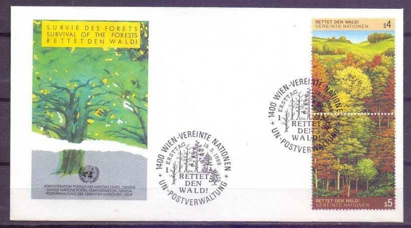 Znaczek Narody Zjednoczone Wiedeń 1988 Mi 81-82 FDC