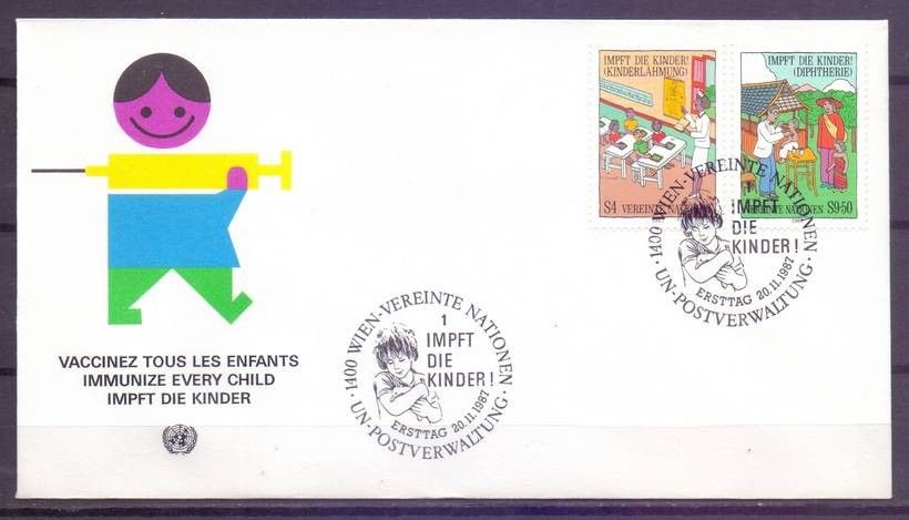 Znaczek Narody Zjednoczone Wiedeń 1987 Mi 77-78 FDC