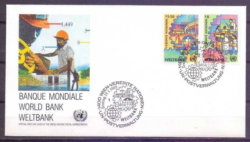 Znaczek Narody Zjednoczone Wiedeń 1989 Mi 89-90 FDC