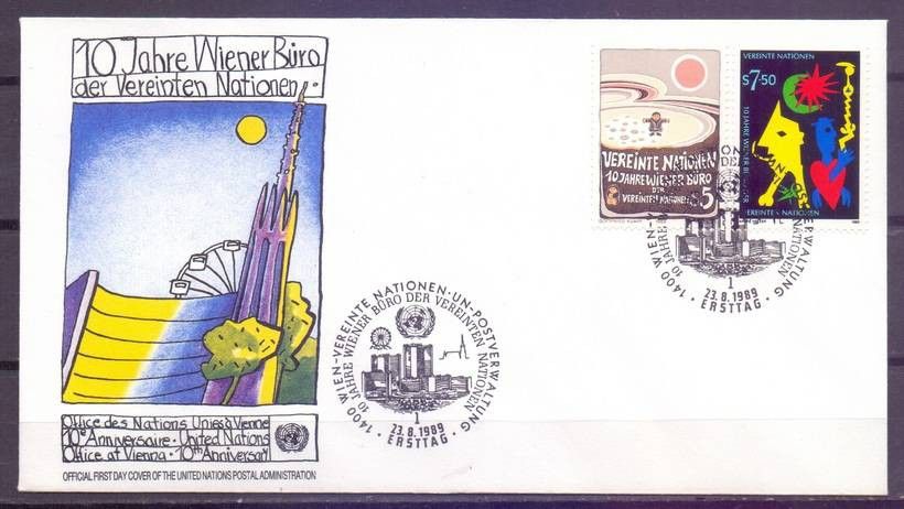 Znaczek Narody Zjednoczone Wiedeń 1989 Mi 94-95 FDC