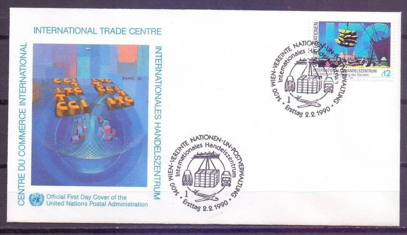 Znaczek Narody Zjednoczone Wiedeń 1990 Mi 98 FDC