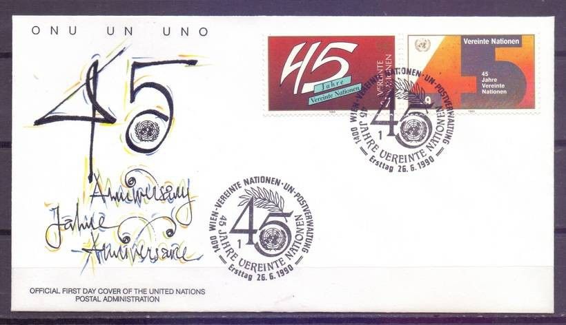Znaczek Narody Zjednoczone Wiedeń 1990 Mi 104-105 FDC