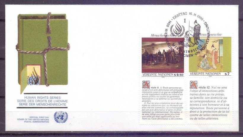 Znaczek Narody Zjednoczone Wiedeń 1990 Mi 108-109 FDC
