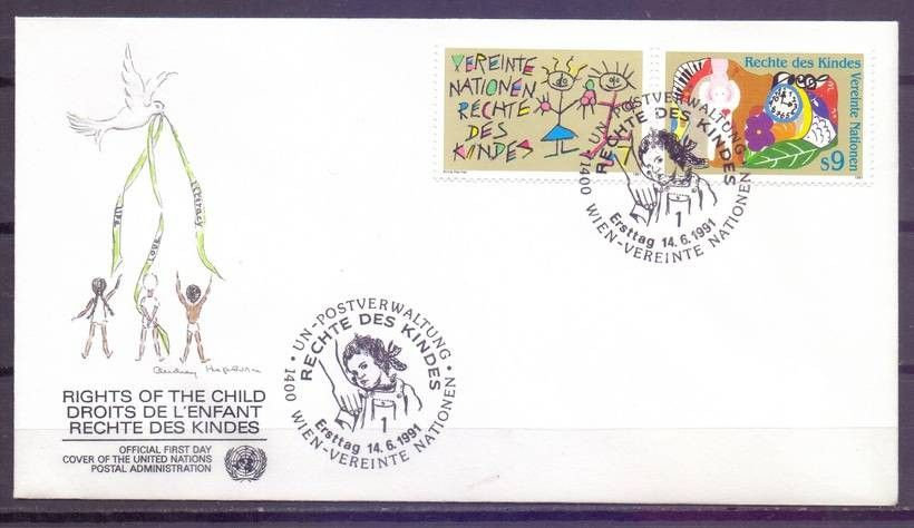 Znaczek Narody Zjednoczone Wiedeń 1991 Mi 117-118 FDC