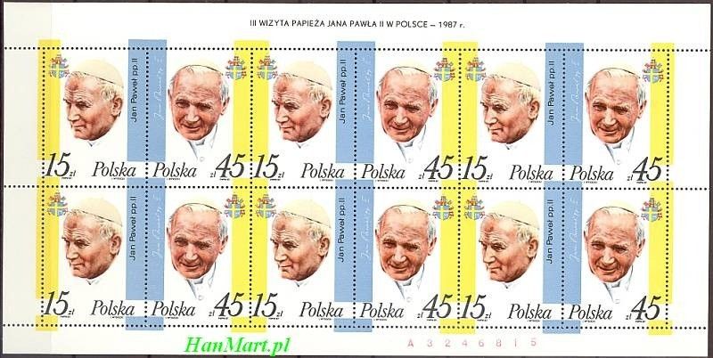 Znaczek Polska 1987 Mi ark 3099-3100 Fi ark 2951-2952 Czyste **
